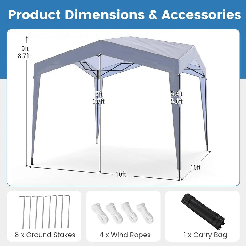 10′ x 10′ Heavy-Duty Pop-Up Gazebo ¨C Elevated Canopy Shelter with Easy Setup