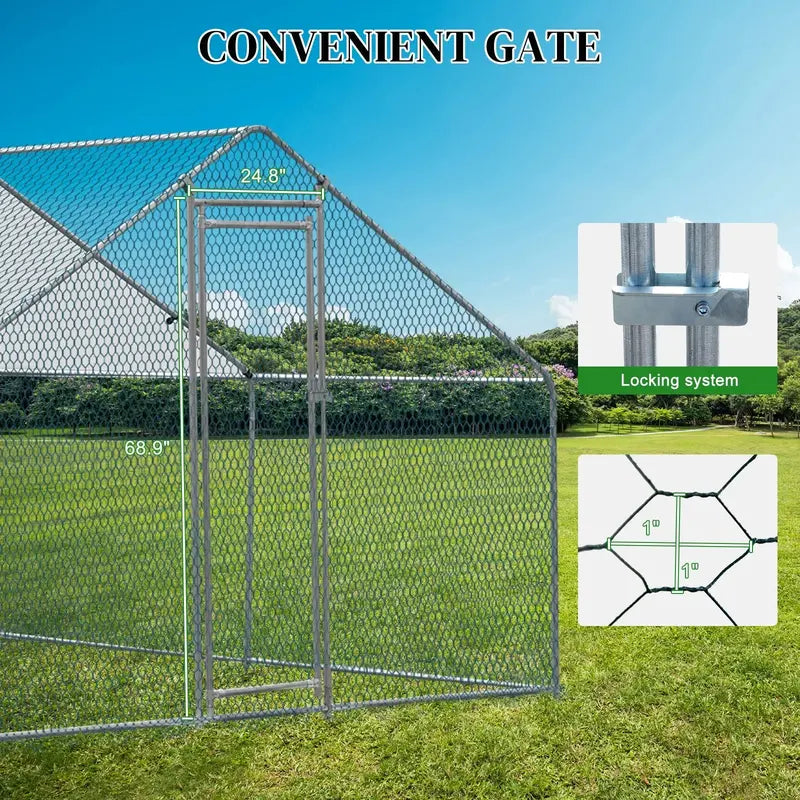 10′ x 10′ Heavy-Duty Walk-In Metal Chicken Coop ¨C Weatherproof Poultry Enclosure for Backyard Farms. Rabbits. Cats. or Small Dogs