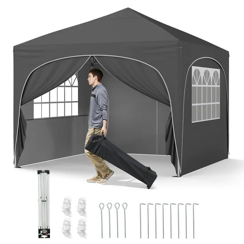 10¡ä x 10¡ä Pop-Up Canopy Tent with Four Zippered. Removable Sidewalls