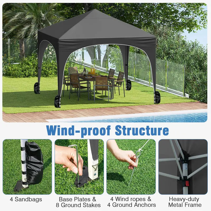 10¡ä x 10¡ä Pop-Up Canopy Tent with Four Zippered. Removable Sidewalls