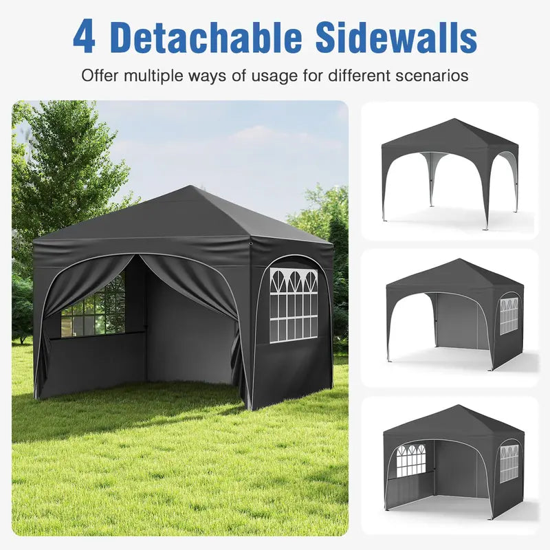10¡ä x 10¡ä Pop-Up Canopy Tent with Four Zippered. Removable Sidewalls