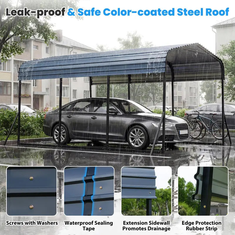 10¡ä x 14.5¡ä Heavy-Duty Galvanized Steel Carport Shelter for Outdoor Vehicle Protection