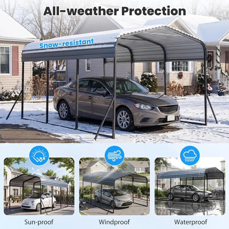 10¡ä x 14.5¡ä Heavy-Duty Galvanized Steel Carport Shelter for Outdoor Vehicle Protection