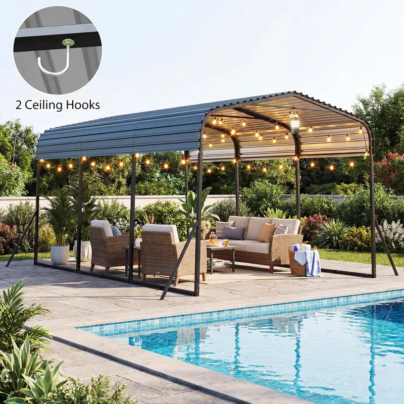 10¡ä x 14.5¡ä Heavy-Duty Galvanized Steel Carport Shelter for Outdoor Vehicle Protection