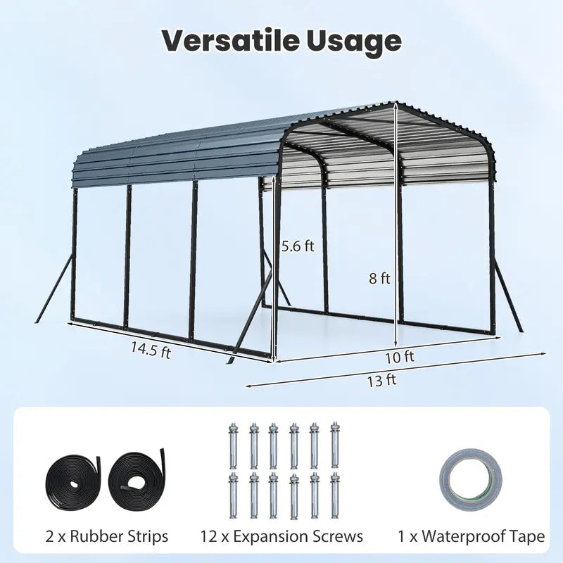10¡ä x 14.5¡ä Heavy-Duty Galvanized Steel Carport Shelter for Outdoor Vehicle Protection