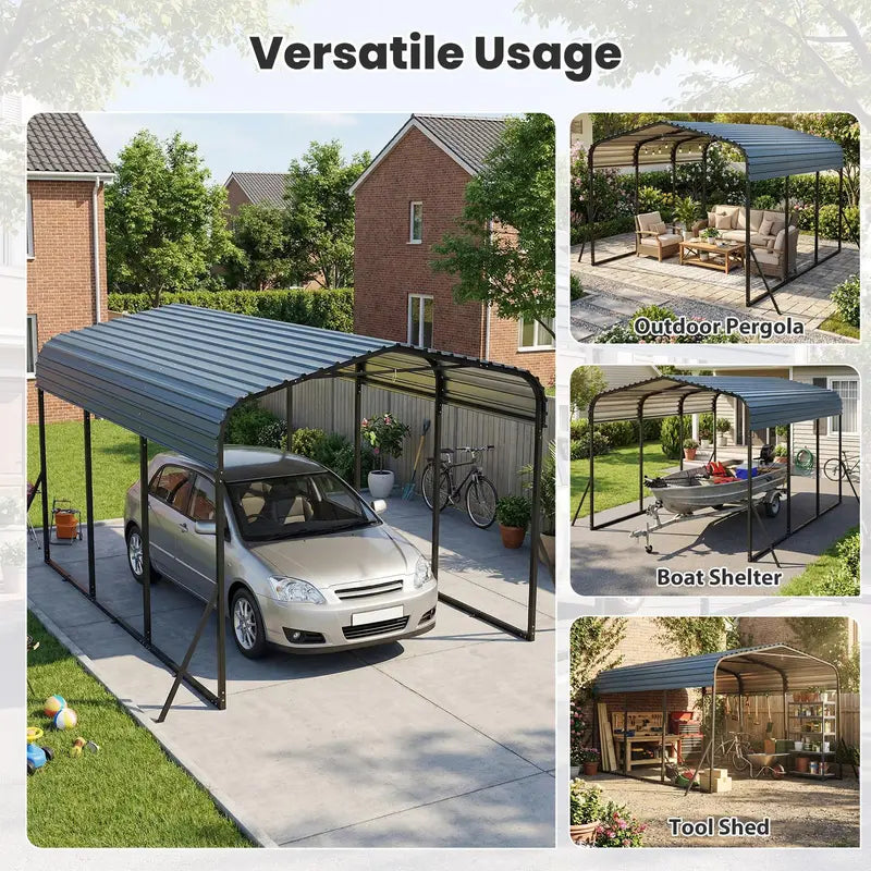 10¡ä x 14.5¡ä Heavy-Duty Galvanized Steel Carport Shelter for Outdoor Vehicle Protection