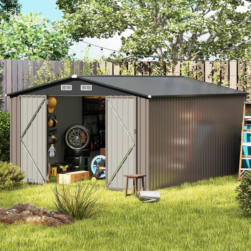10′ x 14′ Heavy-Duty Outdoor Storage Shed ¡ª Wind-Resistant Galvanized Steel Construction