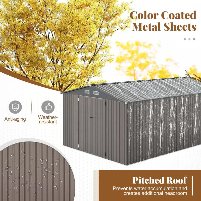 10′ x 14′ Heavy-Duty Outdoor Storage Shed ¡ª Wind-Resistant Galvanized Steel Construction