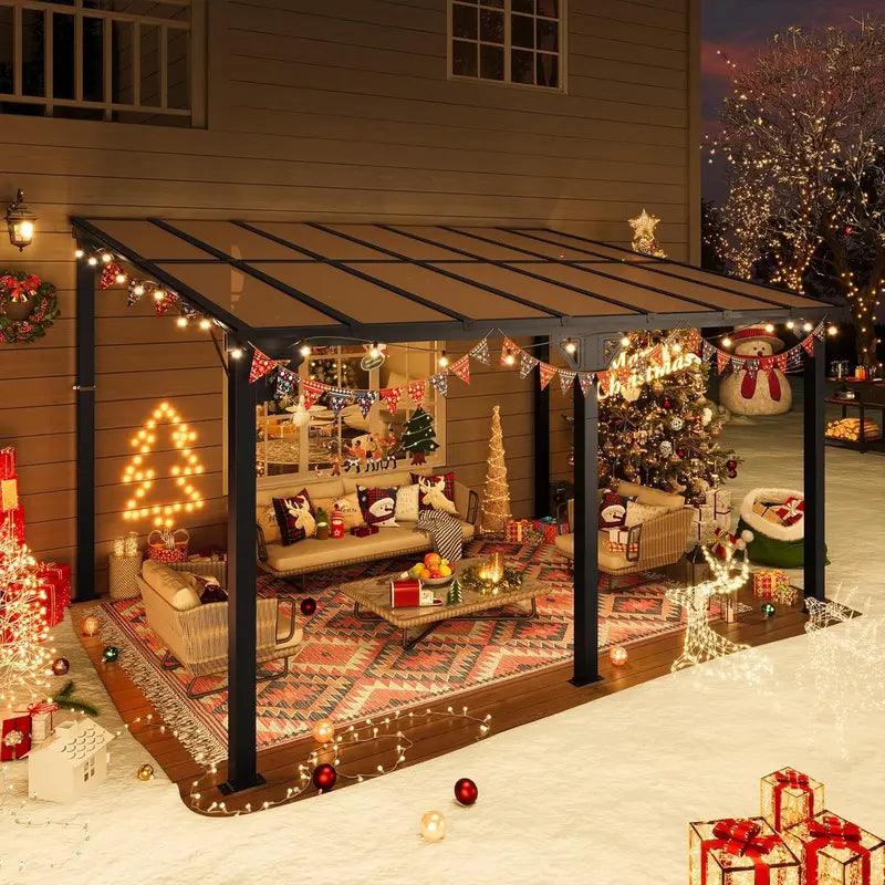 10¡ä x 14¡ä Outdoor Gazebo ¡ª Sloped Roof Pergola Style with Wall-Mounted Options for Patio or Deck
