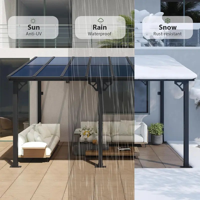 10¡ä x 14¡ä Outdoor Gazebo ¡ª Sloped Roof Pergola Style with Wall-Mounted Options for Patio or Deck