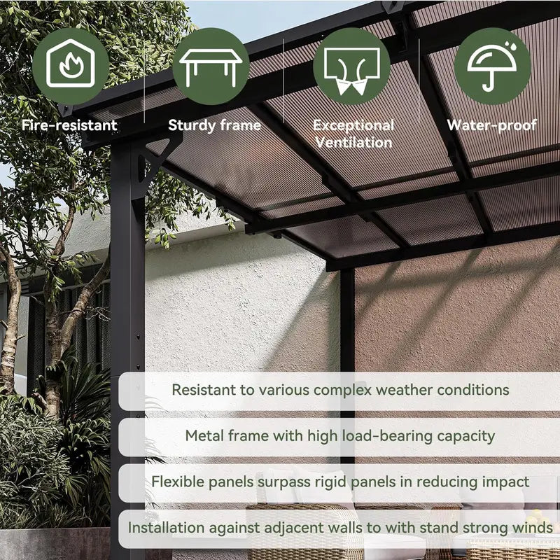 10¡ä x 14¡ä Outdoor Gazebo ¡ª Sloped Roof Pergola Style with Wall-Mounted Options for Patio or Deck