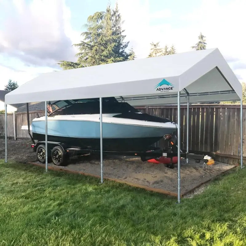 10¡ä x 20¡ä Adjustable Height Carport ¨C Heavy-Duty Portable Canopy for Vehicles. Boats. or Events (9.5¨C11 ft height. Beige)