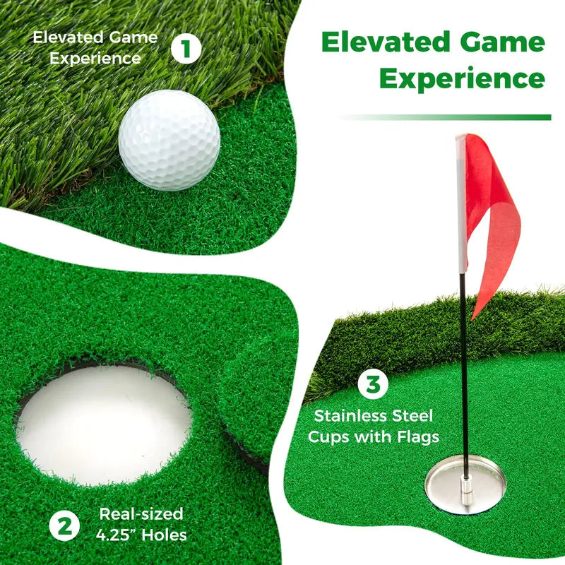 10′ x 5′ Backyard Golf Putting Green with 3 Holes &amp; Flag Markers