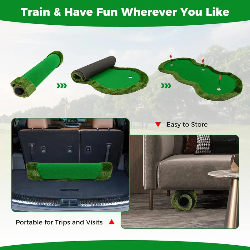 10′ x 5′ Backyard Golf Putting Green with 3 Holes &amp; Flag Markers