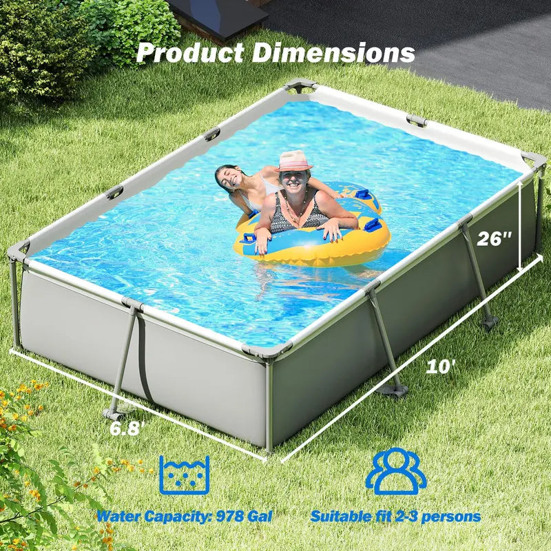 10′ x 6.8′ Rectangular Metal-Frame Above-Ground Swimming Pool