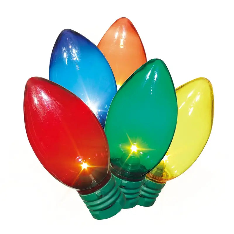 100-Count Multicolor C9 LED Christmas Lights. 58.1 ft Green Wire. Indoor/Outdoor. UL Certified. Holiday Time