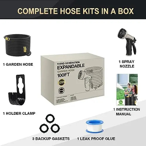100-Foot Expandable Garden Hose ¨C Patented Nano-Rubber Design with 40-Layer Reinforced Construction