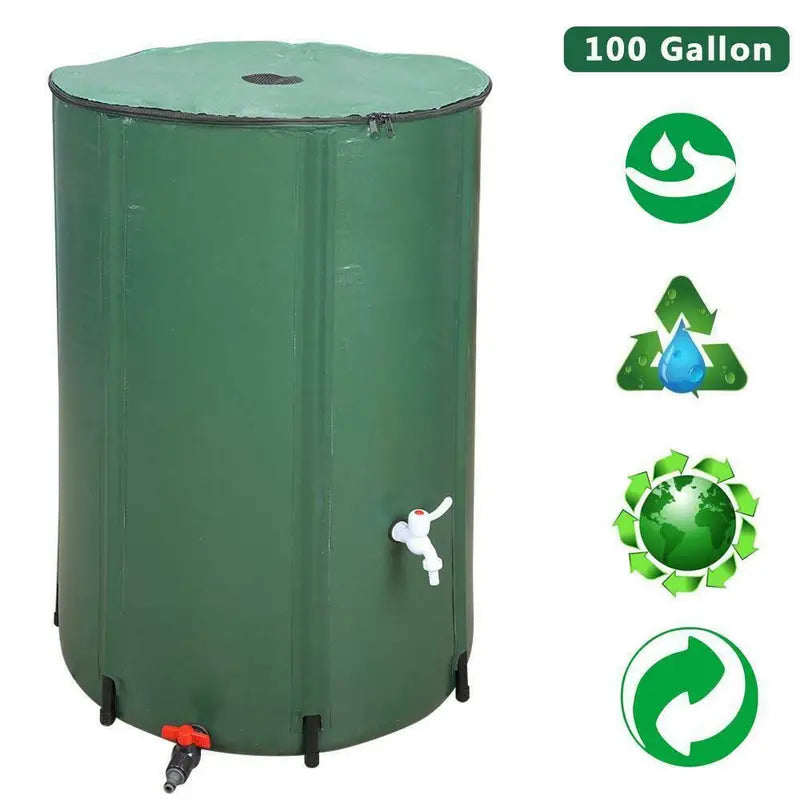100 Gallon Rain Barrel Foldable Portable Water Collector Storage Outdoor Supply