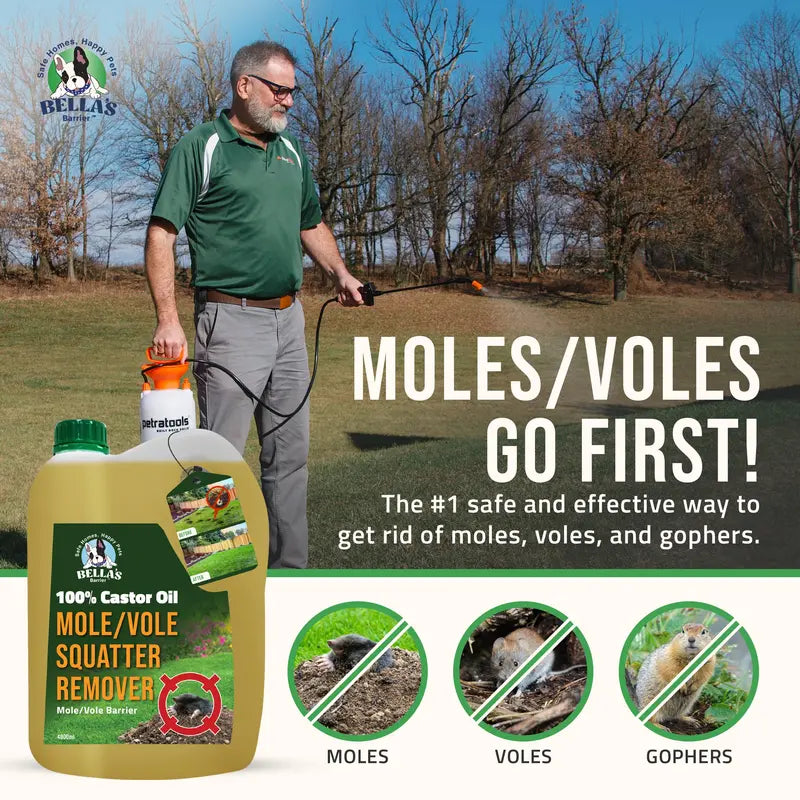 100% Pure Food-Grade Castor Oil ¨C Natural. Pet-Safe Mole &amp; Vole Repellent (1 Gallon)