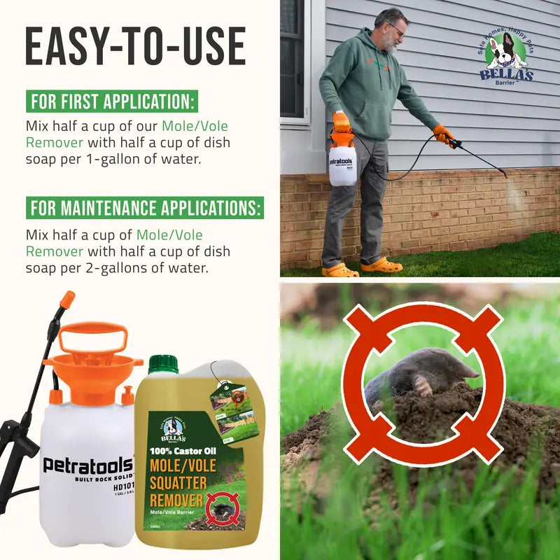 100% Pure Food-Grade Castor Oil ¨C Natural. Pet-Safe Mole &amp; Vole Repellent (1 Gallon)