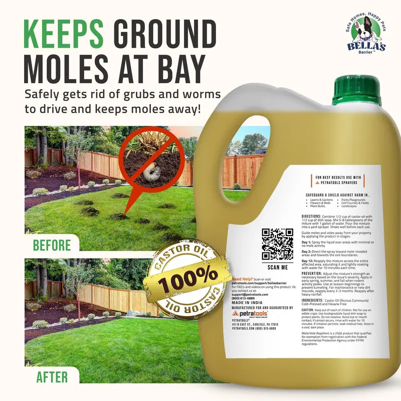100% Pure Food-Grade Castor Oil ¨C Natural. Pet-Safe Mole &amp; Vole Repellent (1 Gallon)