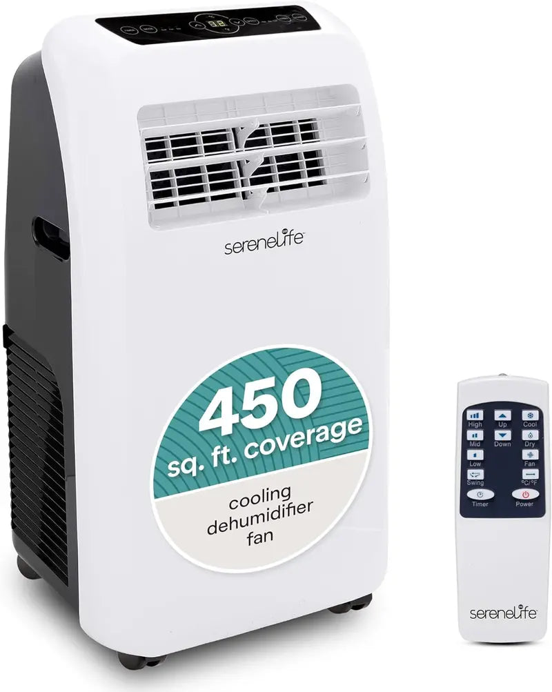 10.000 BTU 4-in-1 Portable Air Conditioner: Cooling. Heating. Dehumidifying & Fan Modes with Timer. Remote & Low-Noise Operation