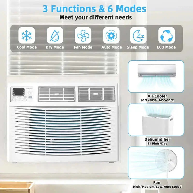 10.000 BTU Energy Star Window Air Conditioner ¨C Quiet 3-in-1 Unit with Dehumidifier &amp; Eco Mode