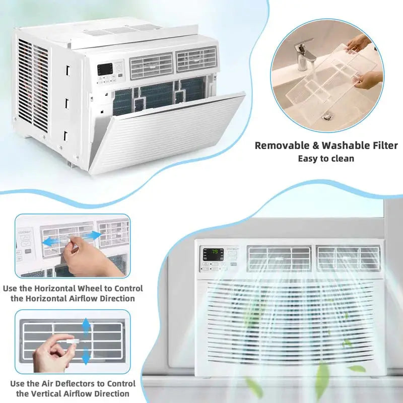 10.000 BTU Energy Star Window Air Conditioner ¨C Quiet 3-in-1 Unit with Remote. Eco Mode &amp; Dehumidifier