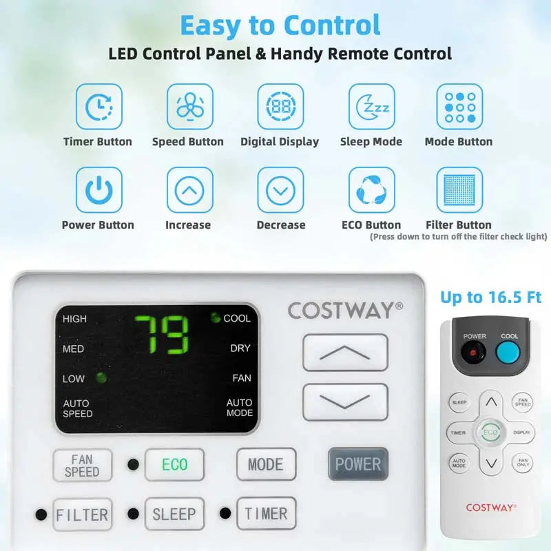 10.000 BTU Energy Star Window Air Conditioner ¨C Quiet 3-in-1 Unit with Remote. Eco Mode &amp; Dehumidifier