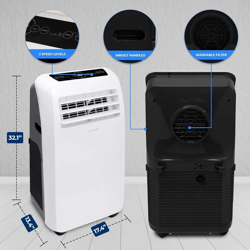 10.000 BTU Portable 4-in-1 AC Unit ¨C Quiet Cooling. Heating. Dehumidifying. and Fan Modes with Remote & Timer
