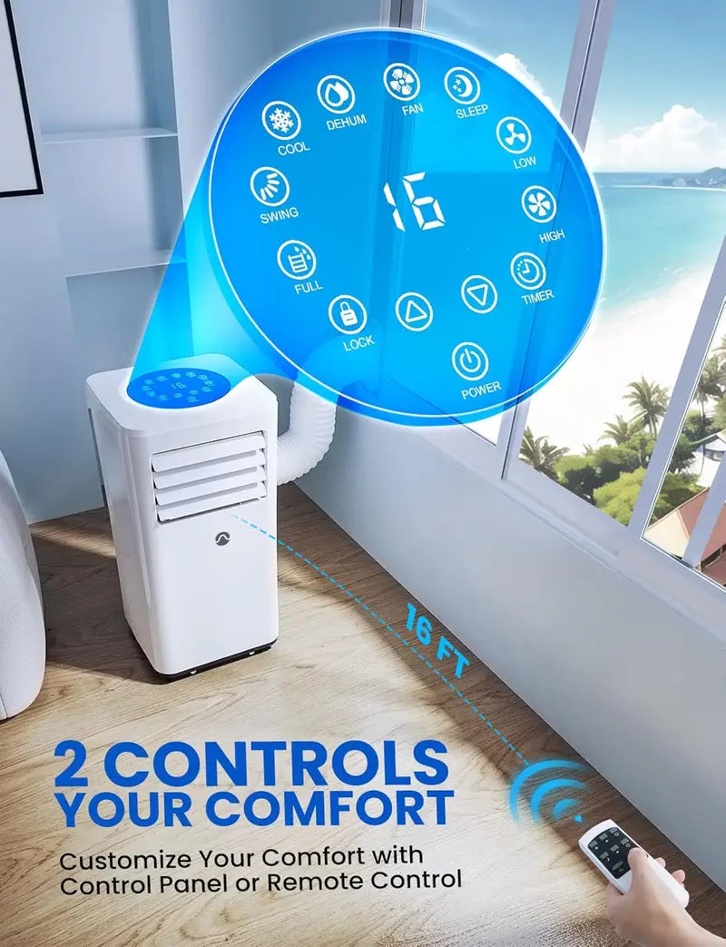 10.000 BTU Portable Air Conditioner ¨C 3-in-1 AC Unit for Rooms up to 450 Sq. Ft.. Digital Display. Remote. Window Kit & 24-Hour Timer