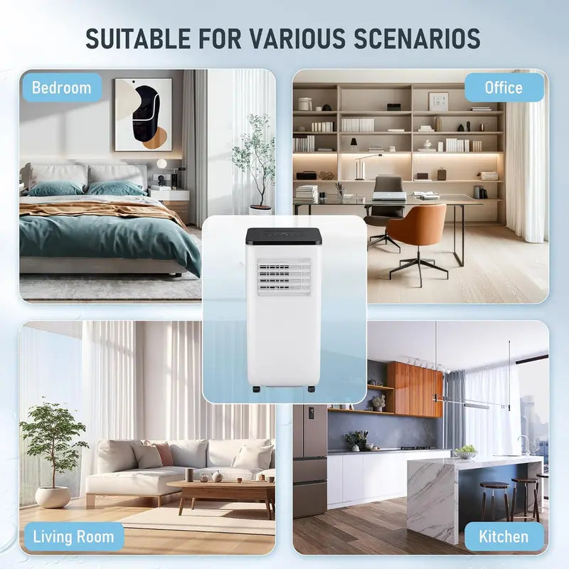 10.000 BTU Portable Air Conditioner ¨C 3-in-1 Cooling. Dehumidifying &amp; Fan Mode with Remote. Sleep Function &amp; Window Kit Included
