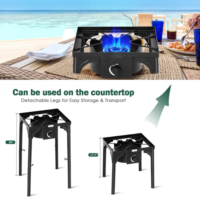 100.000 BTU Outdoor Propane Camp Stove ¨C High-Pressure Gas Cooking Station