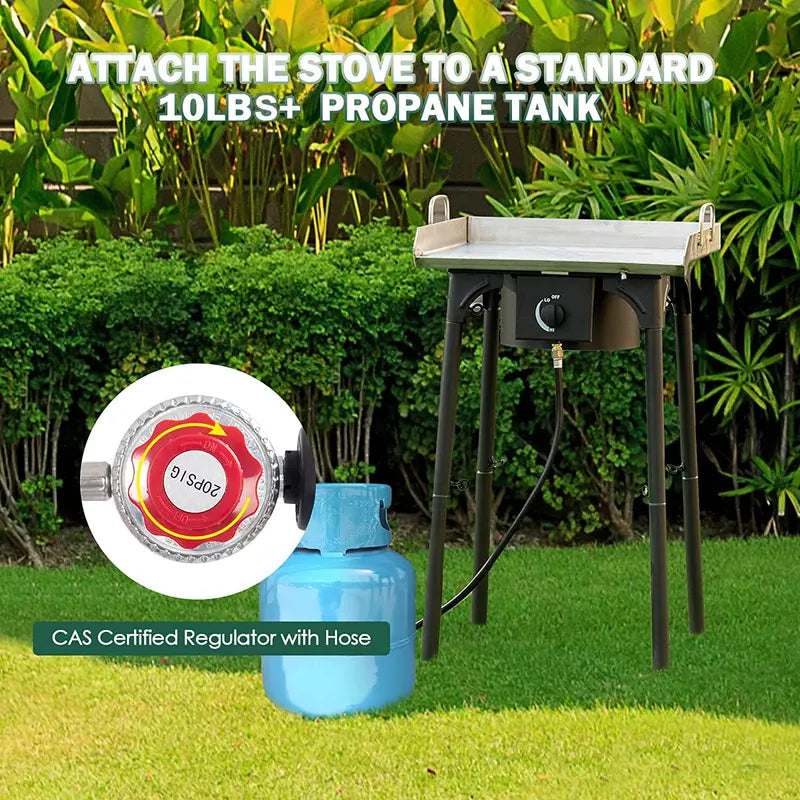 100.000 BTU Outdoor Propane Camp Stove ¨C High-Pressure Gas Cooking Station