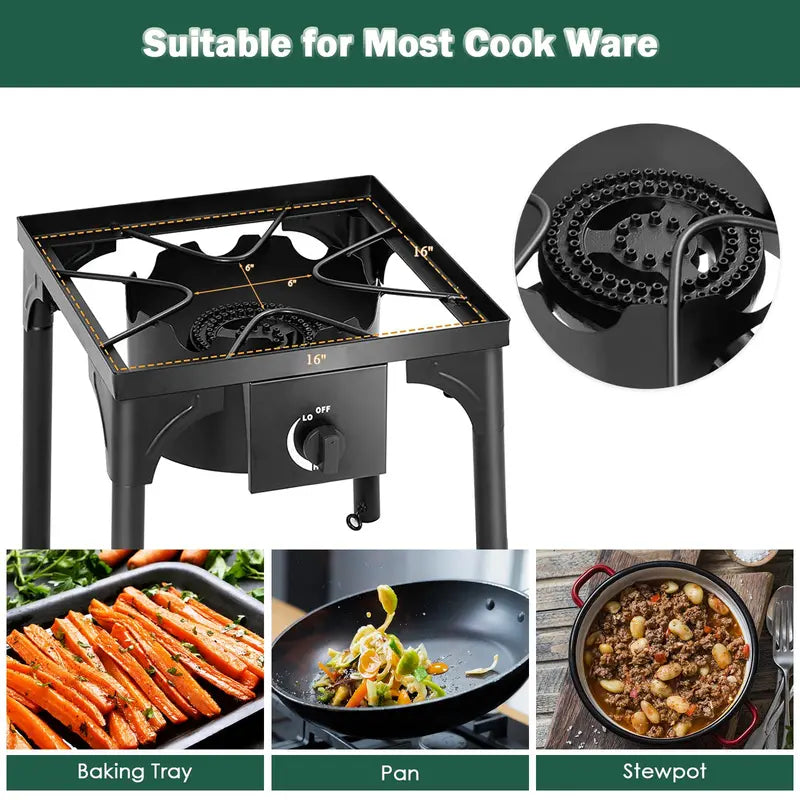 100.000 BTU Outdoor Propane Camp Stove ¨C High-Pressure Gas Cooking Station