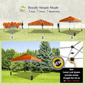 10¡Á10 One-Touch Pop-Up Awning ¨C Beach Sunshade Tent with Silver-Coated Canopy. 3 Height Adjustments & 4 Sand Pockets