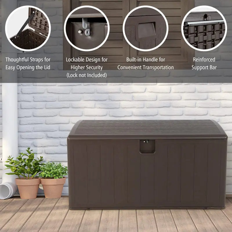 105-Gallon Lockable Deck Storage Box for Patio Cushions and Furniture