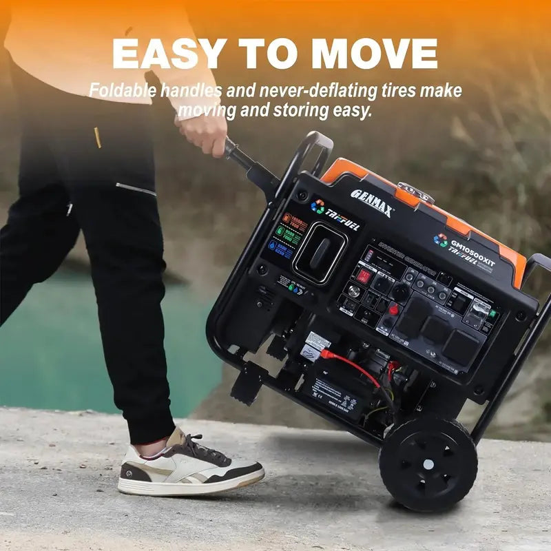 10500 Peak Watt Tri-Fuel Inverter Generator ¨C Open-Frame with ATS. CO Detection. Digital Display &amp; 50A Output