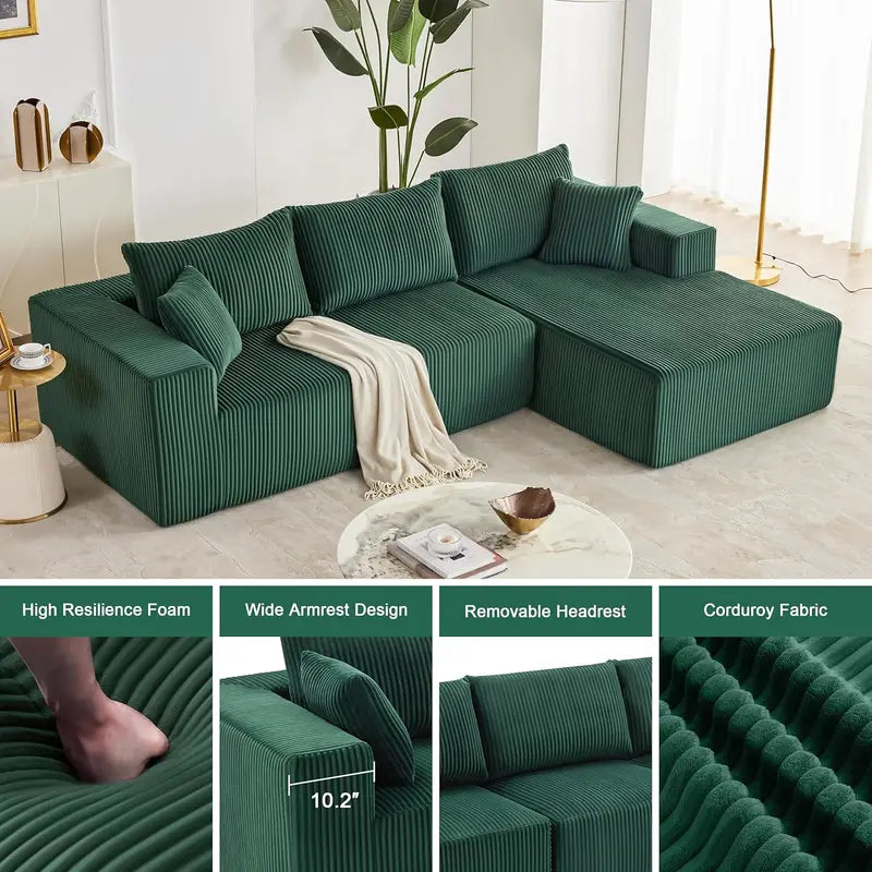 108-Inch Modern Cloud Sectional Sofa ¨C Deep-Seated L-Shaped Design with Plush Upholstery