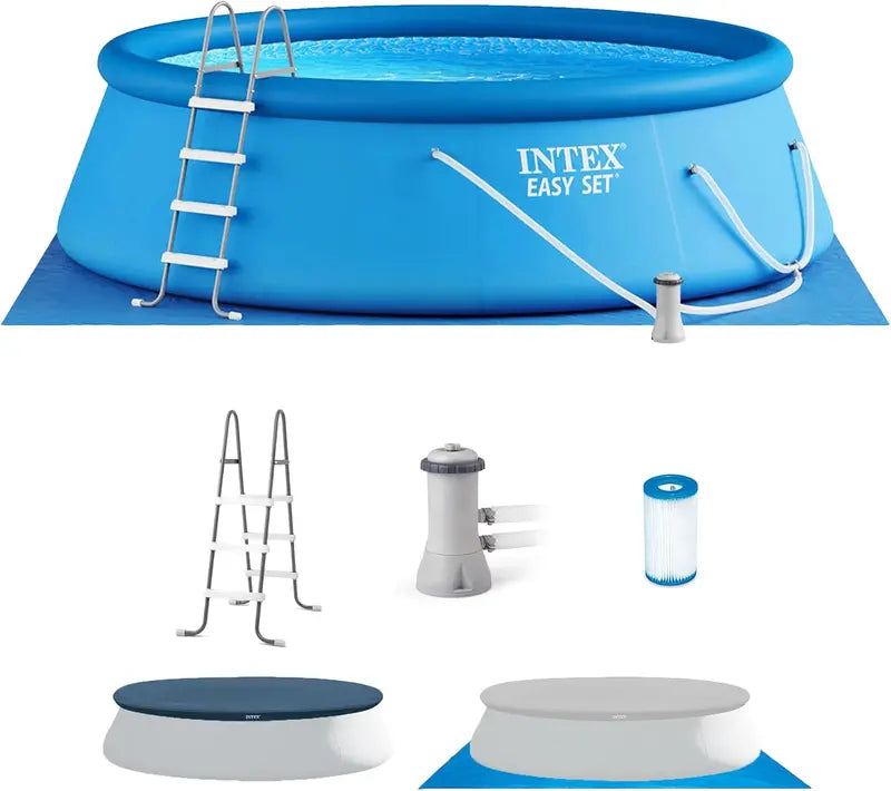 10ft Round Inflatable Swimming Pool ¨C 1018-Gallon Capacity. 30in Depth. Includes 530 GPH Filter Pump & Puncture-Resistant Vinyl