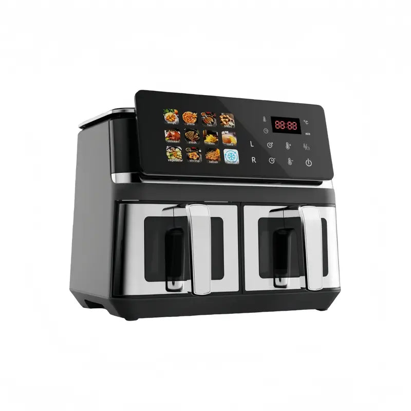 10L Dual-Basket Smart Air Fryer ¨C Black Stainless Steel Build