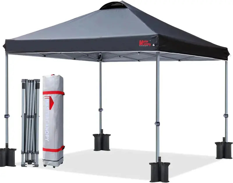 10¡Á10 Black Pop-Up Canopy Tent ¨C Durable Instant Shelter with Roller Bag for Transport