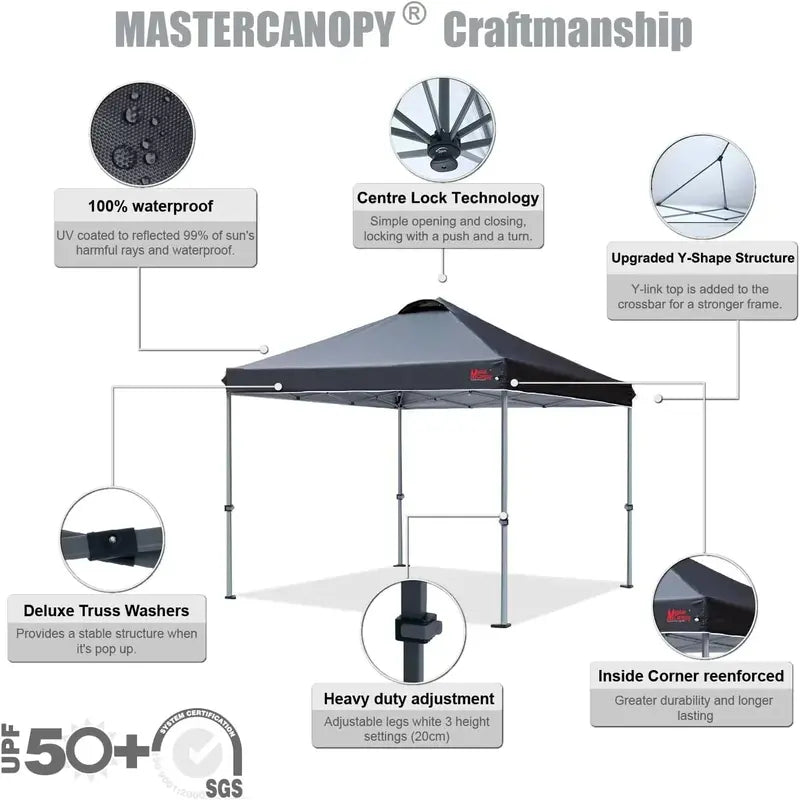 10¡Á10 Black Pop-Up Canopy Tent ¨C Durable Instant Shelter with Roller Bag for Transport