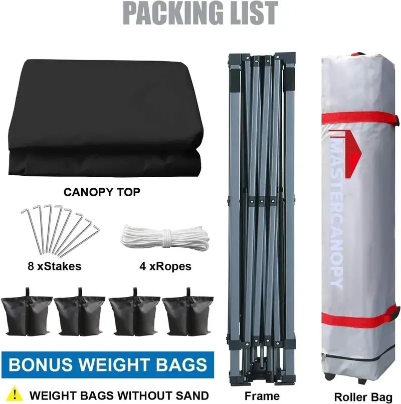 10¡Á10 Black Pop-Up Canopy Tent ¨C Durable Instant Shelter with Roller Bag for Transport