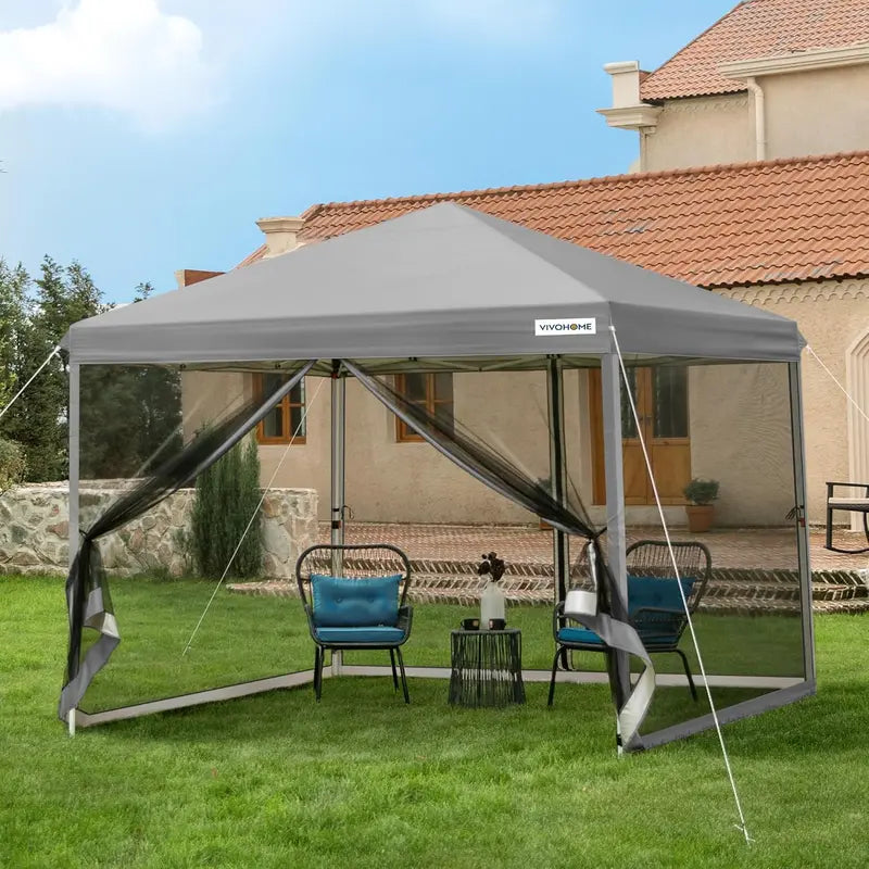 10'¡Á10¡ä Easy-Setup Canopy Tent ¨C Enclosed Mosquito Net Screen Tent with Dual Zipper Doors & Rolling Storage Bag for Outdoor Events