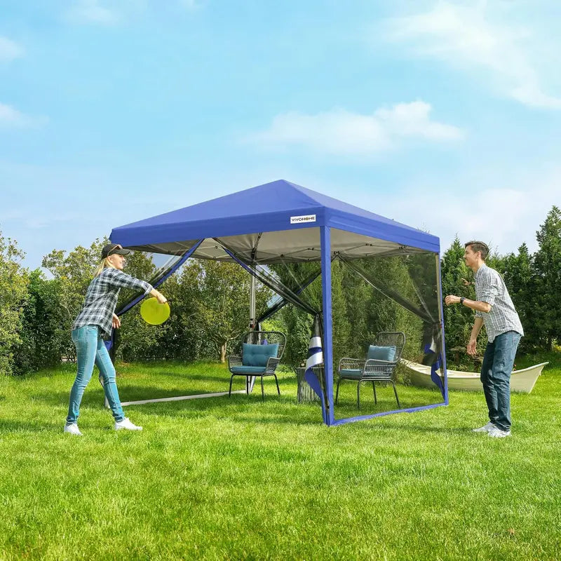 10'¡Á10¡ä Easy-Setup Canopy Tent ¨C Enclosed Mosquito Net Screen Tent with Dual Zipper Doors & Rolling Storage Bag for Outdoor Events
