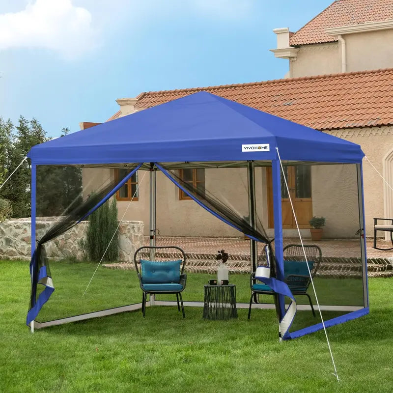 10'¡Á10¡ä Easy-Setup Canopy Tent ¨C Enclosed Mosquito Net Screen Tent with Dual Zipper Doors & Rolling Storage Bag for Outdoor Events
