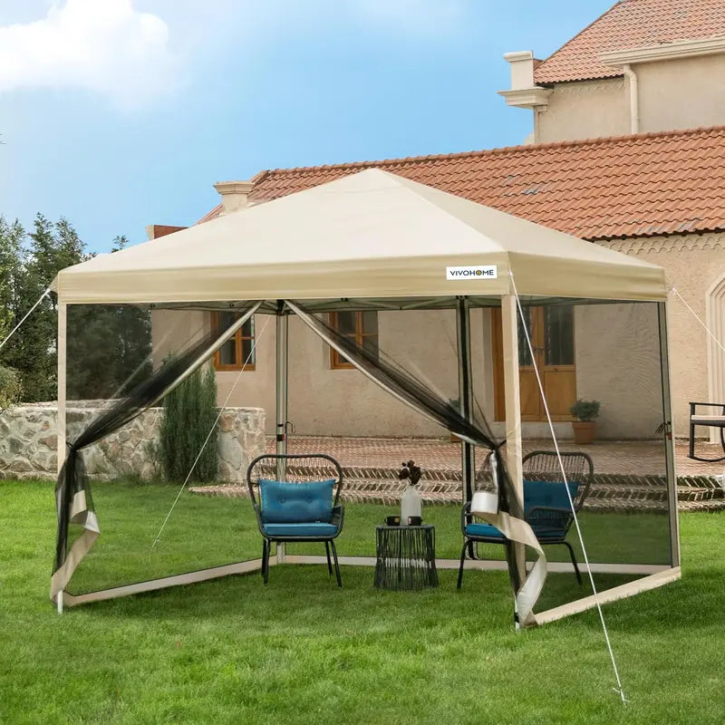 10'¡Á10¡ä Easy-Setup Canopy Tent ¨C Enclosed Mosquito Net Screen Tent with Dual Zipper Doors & Rolling Storage Bag for Outdoor Events