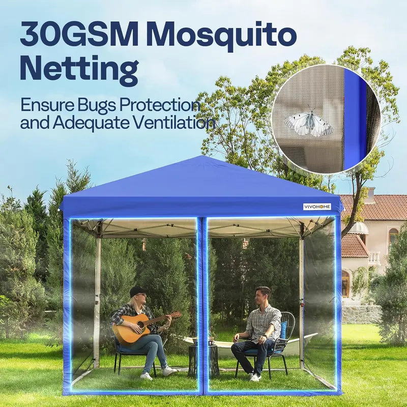 10'¡Á10¡ä Easy-Setup Canopy Tent ¨C Enclosed Mosquito Net Screen Tent with Dual Zipper Doors & Rolling Storage Bag for Outdoor Events