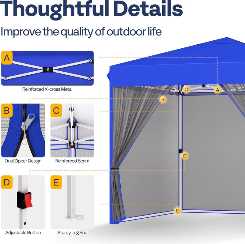 10'¡Á10¡ä Easy-Setup Canopy Tent ¨C Enclosed Mosquito Net Screen Tent with Dual Zipper Doors & Rolling Storage Bag for Outdoor Events